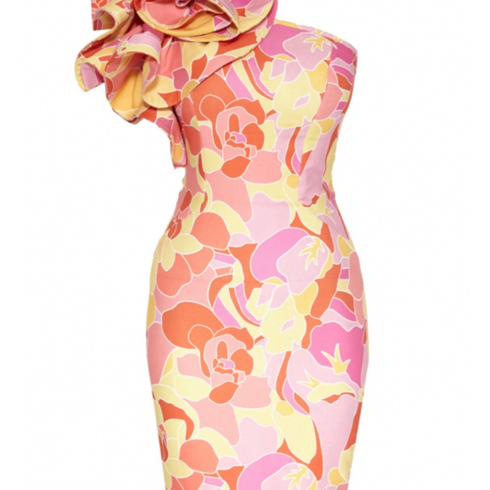 Floral One-Shoulder Dress size Turkey 38 USA size 6